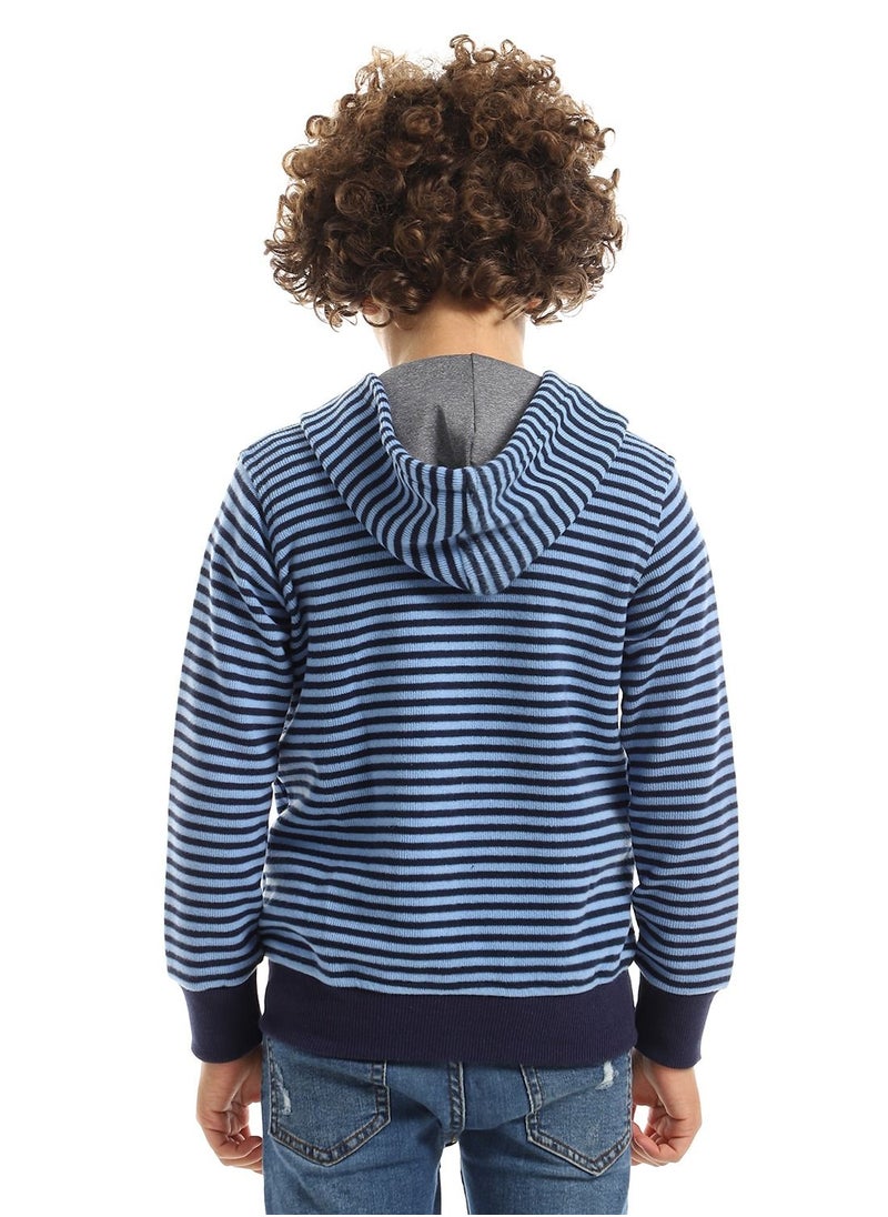 Caesar - Boys Striped Hoodie With Zipper - Image 1
