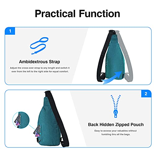 WATERFLY Tiny Crossbody Sling Backpack Anti Theft Backpack for Traveling Chest Shoulder Bag (Teal Blue) - Image 4