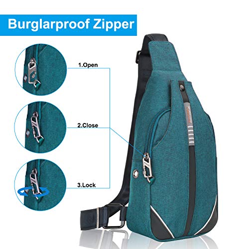 WATERFLY Tiny Crossbody Sling Backpack Anti Theft Backpack for Traveling Chest Shoulder Bag (Teal Blue) - Image 2