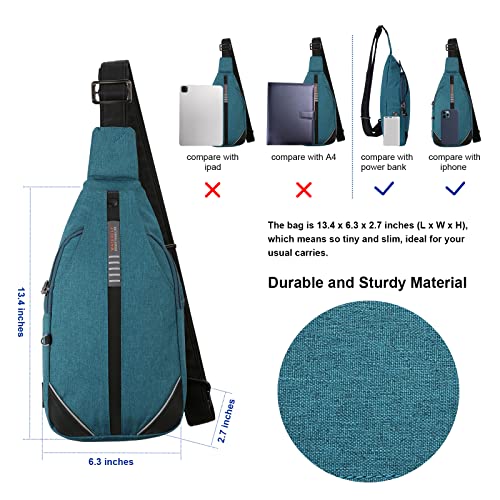 WATERFLY Tiny Crossbody Sling Backpack Anti Theft Backpack for Traveling Chest Shoulder Bag (Teal Blue) - Image 5