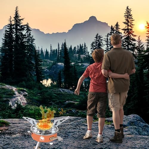 BISONBERG Camping Gas Stove Lightweight Folding Furnace Outdoor Metal Camping Stove For Picnic Cooking Gas Burners Folding Stove With Storage Bag - Stainless Steel A2 - Image 3