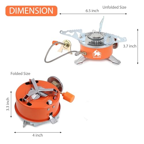 BISONBERG Camping Gas Stove Lightweight Folding Furnace Outdoor Metal Camping Stove For Picnic Cooking Gas Burners Folding Stove With Storage Bag - Stainless Steel A2 - Image 5