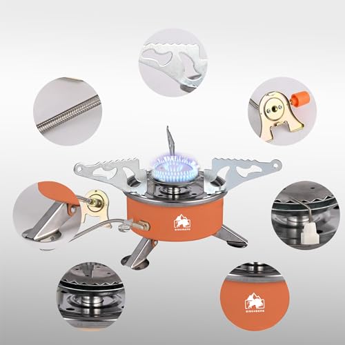 BISONBERG Camping Gas Stove Lightweight Folding Furnace Outdoor Metal Camping Stove For Picnic Cooking Gas Burners Folding Stove With Storage Bag - Stainless Steel A2 - Image 2