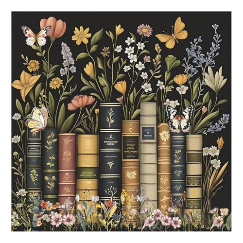 Mandun Paint by Numbers for Adult Book Paint by Numbers Kit for Adults Beginners DIY Book Acrylic Painting on Canvas for Home Wall Art Decor 16x16 Inch - Image 1