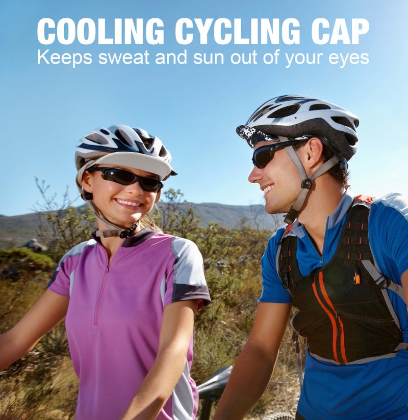 MELASA Cycling Cap, Cooling Skull Cap Helmet Liner with Sun Visor, Sun Protection Running Beanie Bike Cap for Men Women Under Helmet(Black) - Image 3