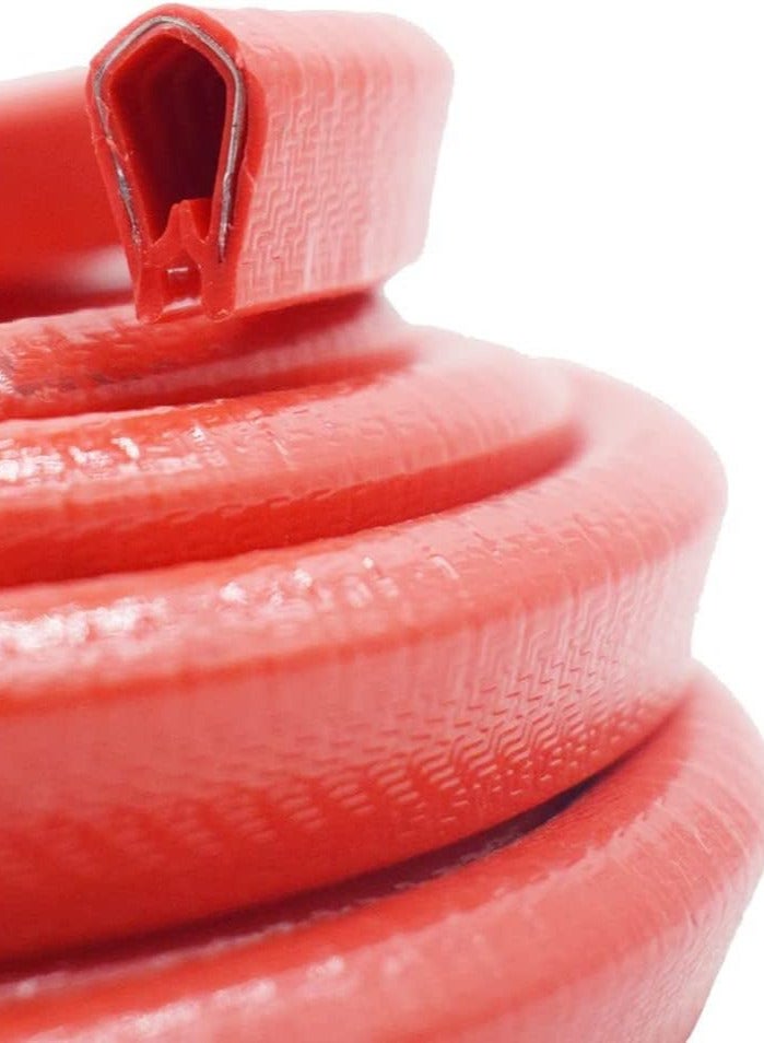 واقيات حافة باب السيارة بطول 5 أمتار على شكل حرف U، واقي مطاطي لباب السيارة، واقي باب السيارة مضاد للتصادم، مشابك مطاطية مناسبة لباب السيارة باللون الأحمر - Image 3