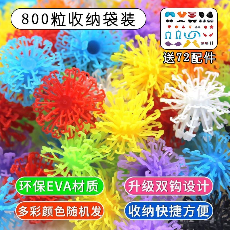 Fluffy Ball Pinch Ball Diy Assembly Kindergarten Double Hook Sticky Ball Kidsren'S Early Education Educational Toys - Image 1