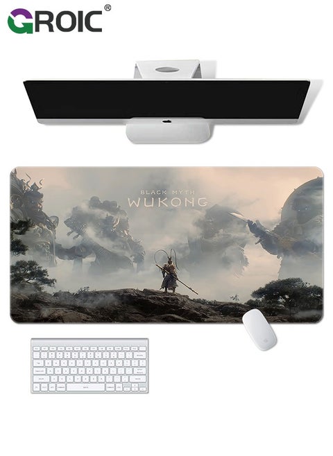 2PCS Black Myth Wu Kong Mouse Pad Wukong Desk Mat, Big Full Keyboard and Mouse Pad Cool Desk Pad, Gaming Mousepad, Cool Monkey Desktop Decoration New Gaming Mousepad