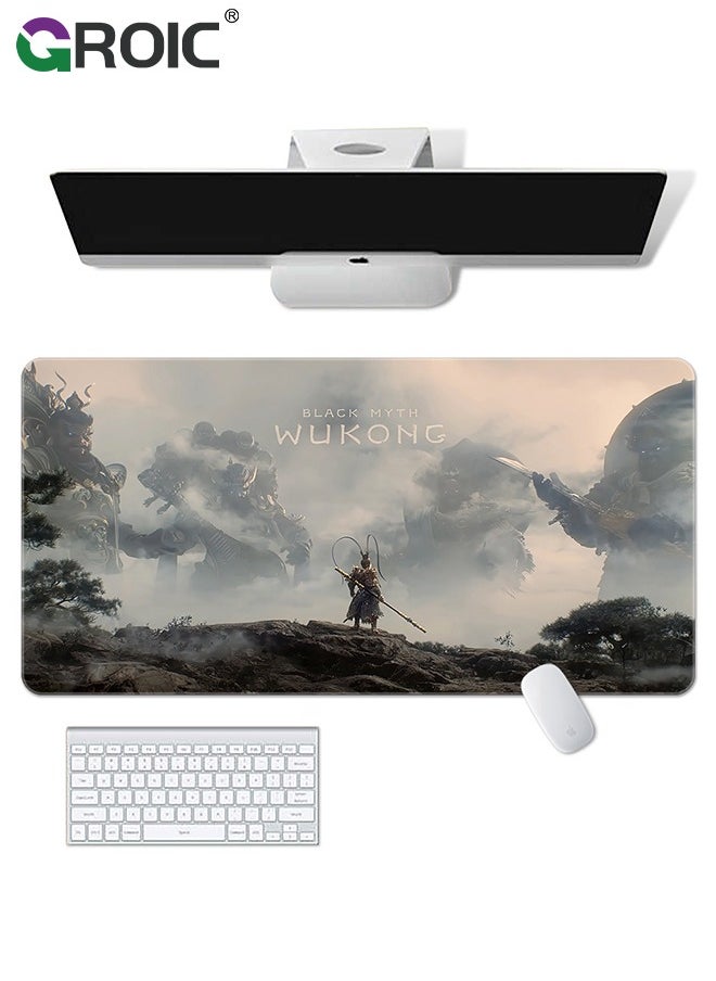 GROIC 2PCS Black Myth Wu Kong Mouse Pad Wukong Desk Mat, Big Full Keyboard and Mouse Pad Cool Desk Pad, Gaming Mousepad, Cool Monkey Desktop Decoration New Gaming Mousepad  - Image 1