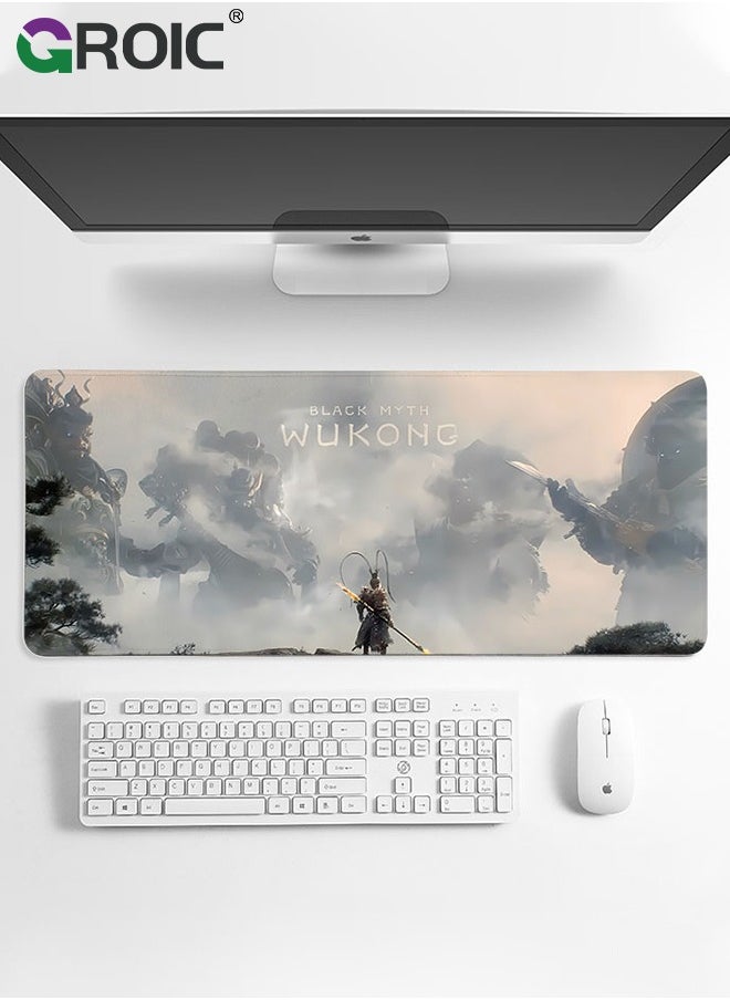 GROIC - 2PCS Black Myth Wu Kong Mouse Pad Wukong Desk Mat, Big Full Keyboard and Mouse Pad Cool Desk Pad, Gaming Mousepad, Cool Monkey Desktop Decoration New Gaming Mousepad - Image 1