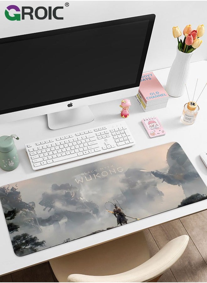 GROIC - 2PCS Black Myth Wu Kong Mouse Pad Wukong Desk Mat, Big Full Keyboard and Mouse Pad Cool Desk Pad, Gaming Mousepad, Cool Monkey Desktop Decoration New Gaming Mousepad - Image 1