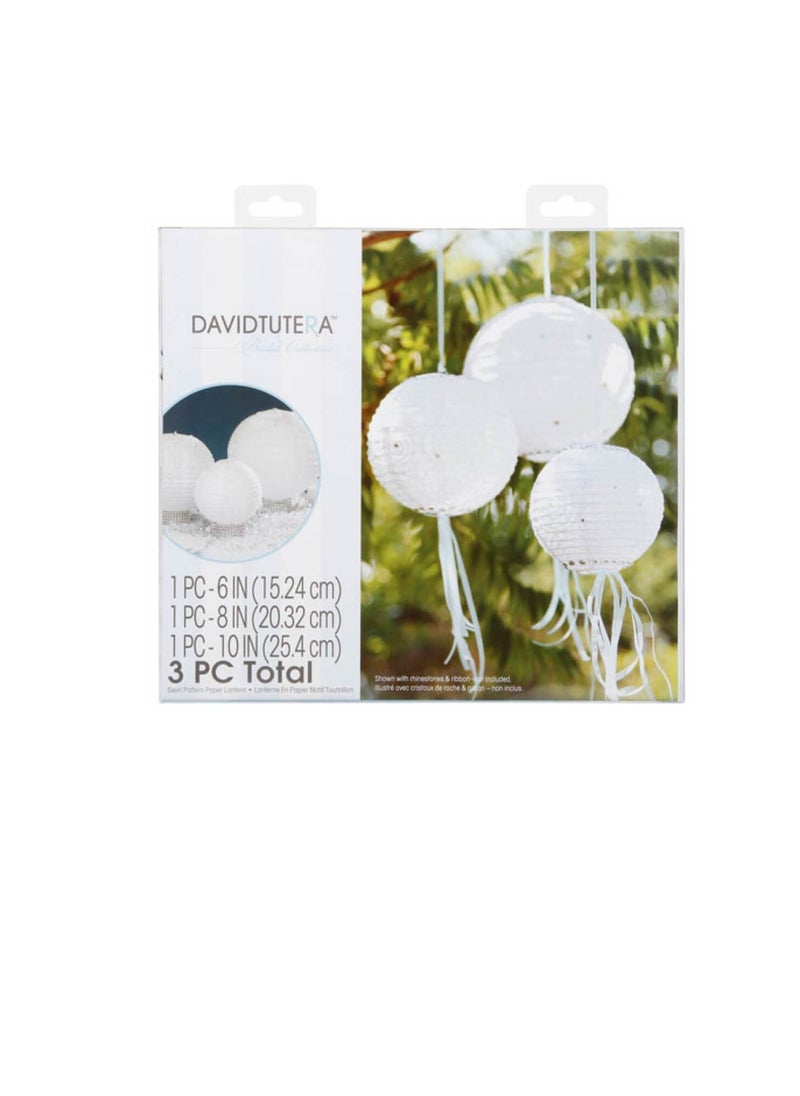 David Tutera - Paper Lanterns White Swirl Assorted 3 pieces - Image 1