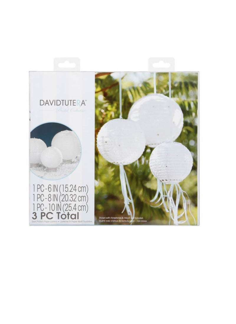 David Tutera - Paper Lanterns White Swirl Assorted 3 pieces - Image 1