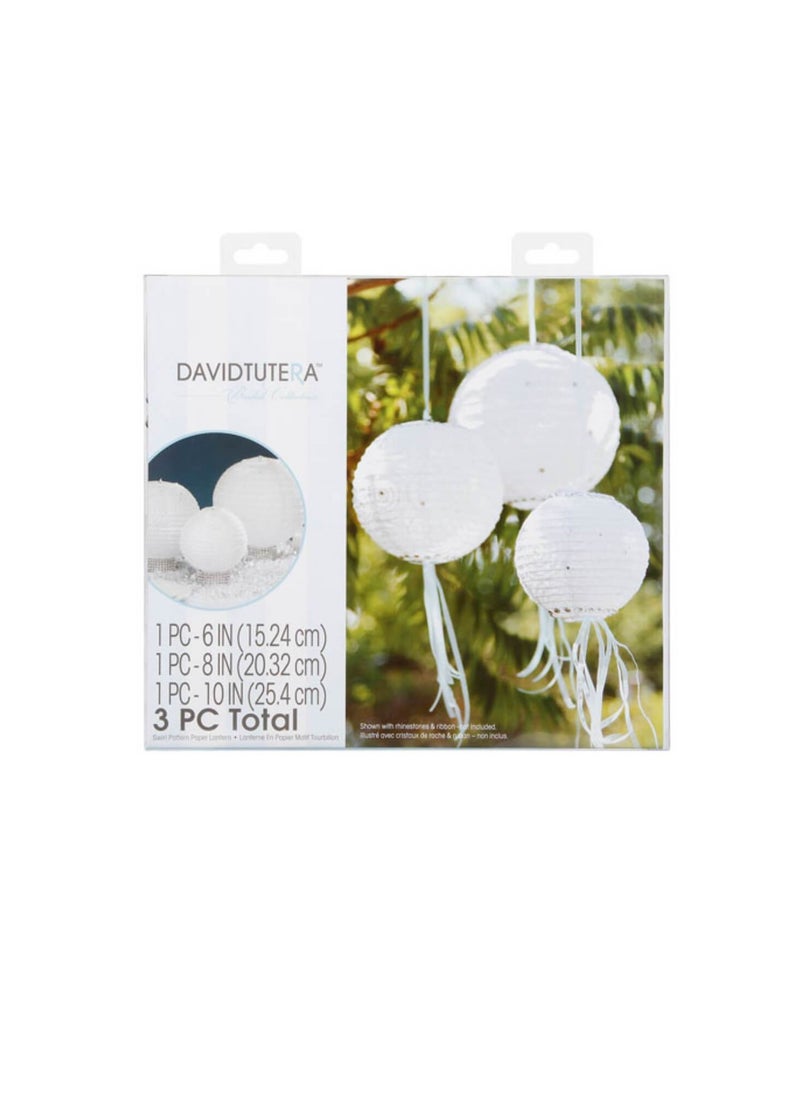 David Tutera - Paper Lanterns White Swirl Assorted 3 pieces - Image 1