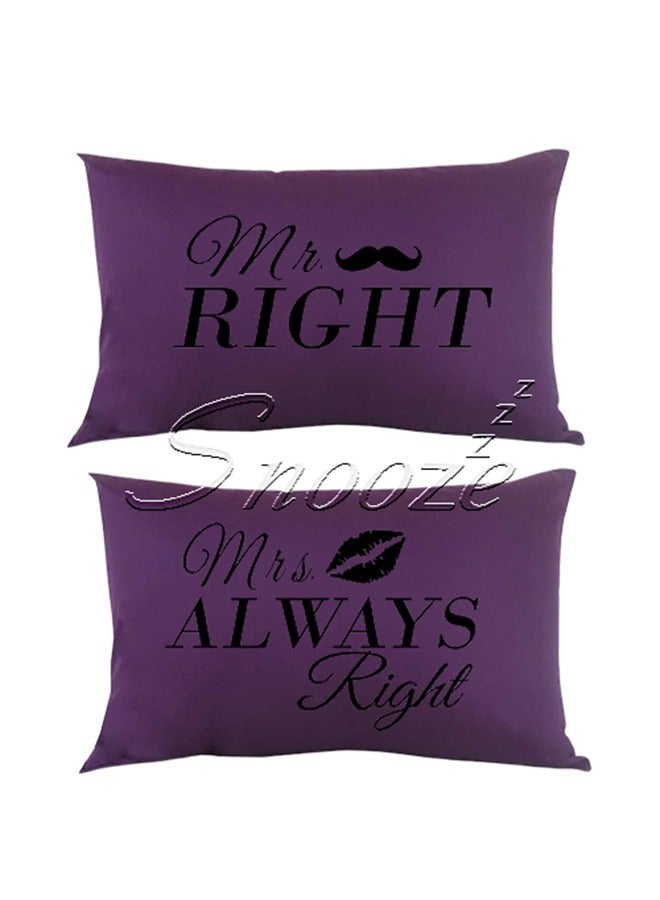 snooze Pillowcases set 2 pcs 45*65 cm MR& MRs design Mauve - Image 1