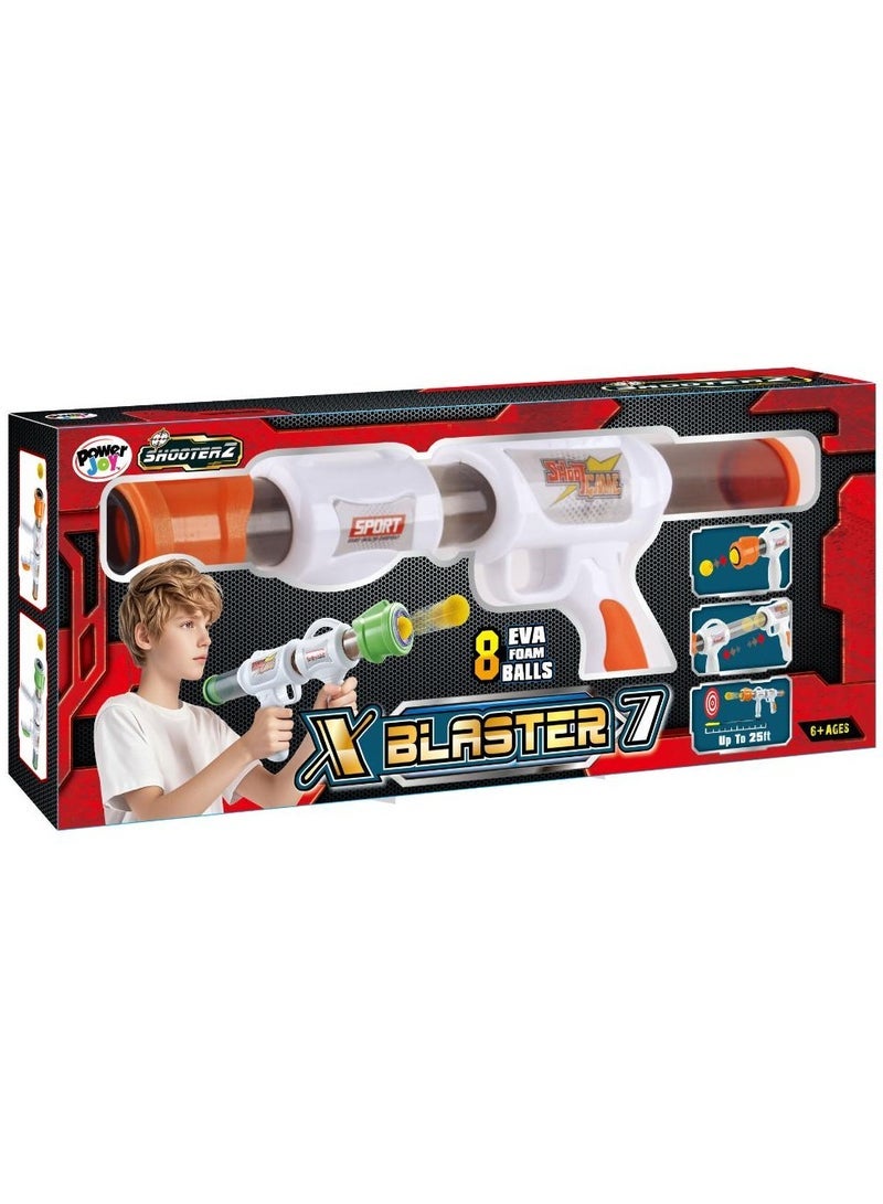 Power Joy بلاستر باور جوي شوتيرز X -7 مع 8 كرات من رغوة إيفا، قطعة متنوعة واحدة (قد يختلف اللون) | ألعاب أكشن | لعبة تفاعلية | بلاستر ألعاب | مسدس ألعاب يمكنه إطلاق النار لأكثر من 25 قدم! | هدية للأطفال والبالغين - Image 5