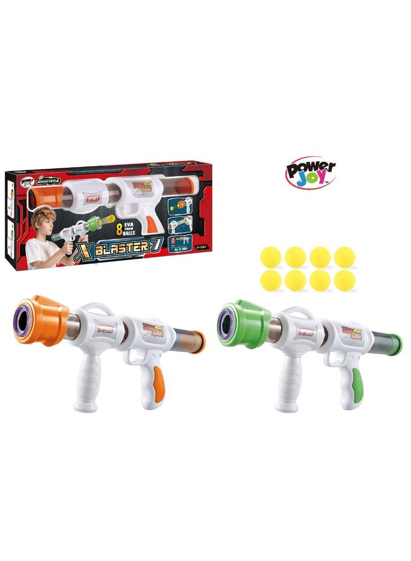 Power Joy بلاستر باور جوي شوتيرز X -7 مع 8 كرات من رغوة إيفا، قطعة متنوعة واحدة (قد يختلف اللون) | ألعاب أكشن | لعبة تفاعلية | بلاستر ألعاب | مسدس ألعاب يمكنه إطلاق النار لأكثر من 25 قدم! | هدية للأطفال والبالغين - Image 1