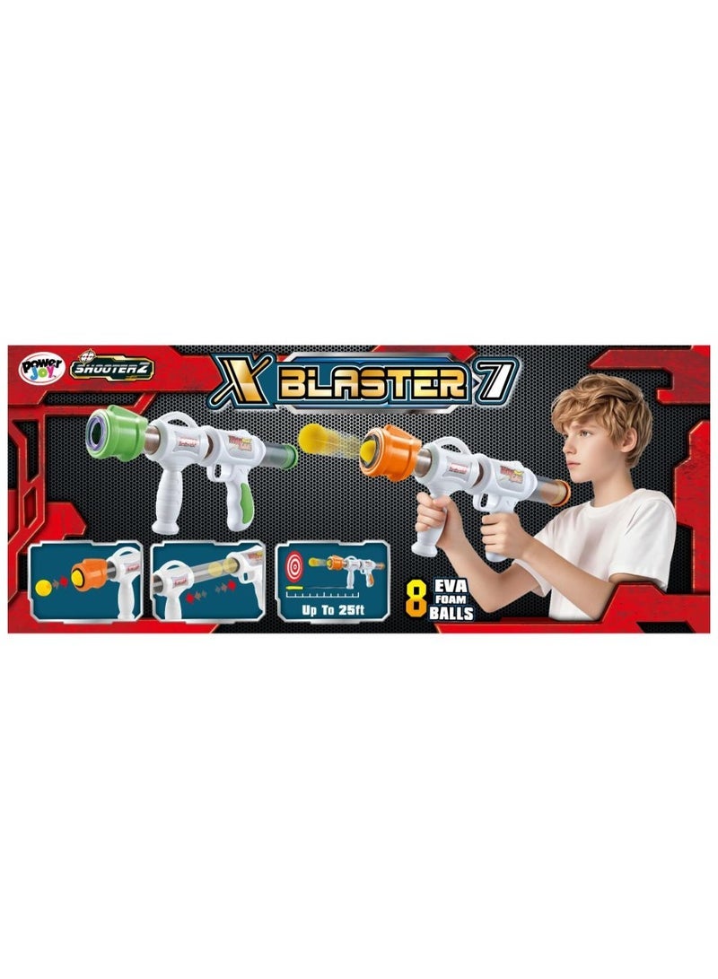Power Joy بلاستر باور جوي شوتيرز X -7 مع 8 كرات من رغوة إيفا، قطعة متنوعة واحدة (قد يختلف اللون) | ألعاب أكشن | لعبة تفاعلية | بلاستر ألعاب | مسدس ألعاب يمكنه إطلاق النار لأكثر من 25 قدم! | هدية للأطفال والبالغين - Image 4