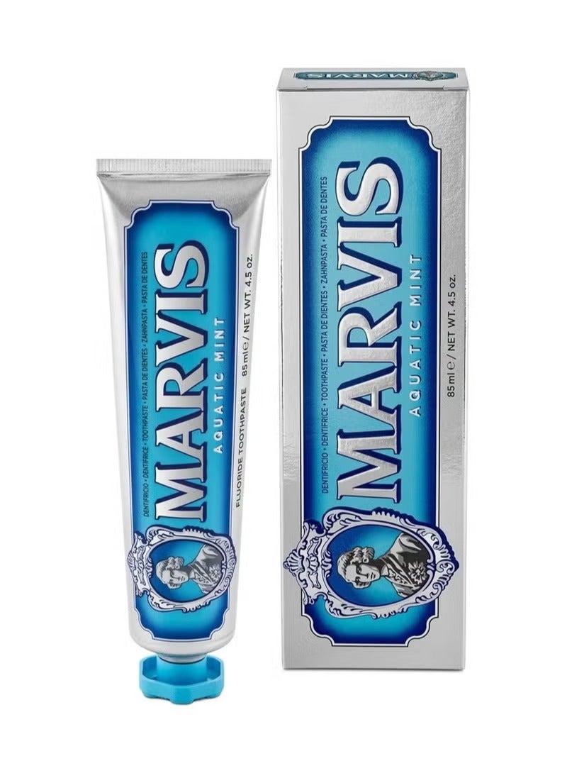 Marvis Aquatic Mint Toothpaste 85ml - Brightening and Cleaning Teeth with Fresh Ocean Rhythm  - Image 1