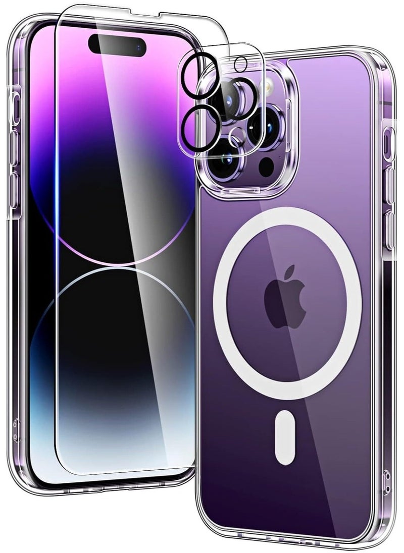 [Updated] [1+2+2] Magnetic Case compatible with iPhone 15 Pro Max [Anti-Yellowing] [Fit for Ma-gs-afe] with Screen Protector (2 Pack) +Camera Protector (2 Pack), Clear Case Cover (15 Pro Max, Clear) - Image 1