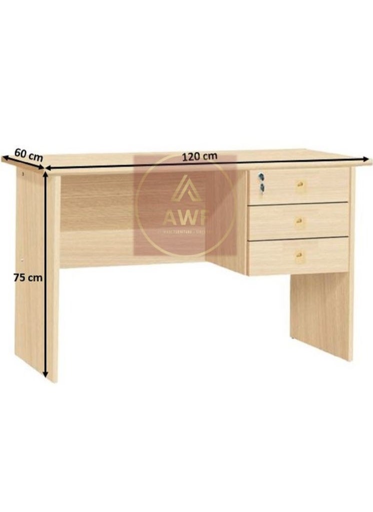 AL WADI FURNITURE - AL WADI FURNITURE Compact Lockable Beech Color Office Table with Relaxing Comfortable Reclining Height and Back Adjustable Ergonomic Mesh Back Office Chair with Footrest Black - Image 1