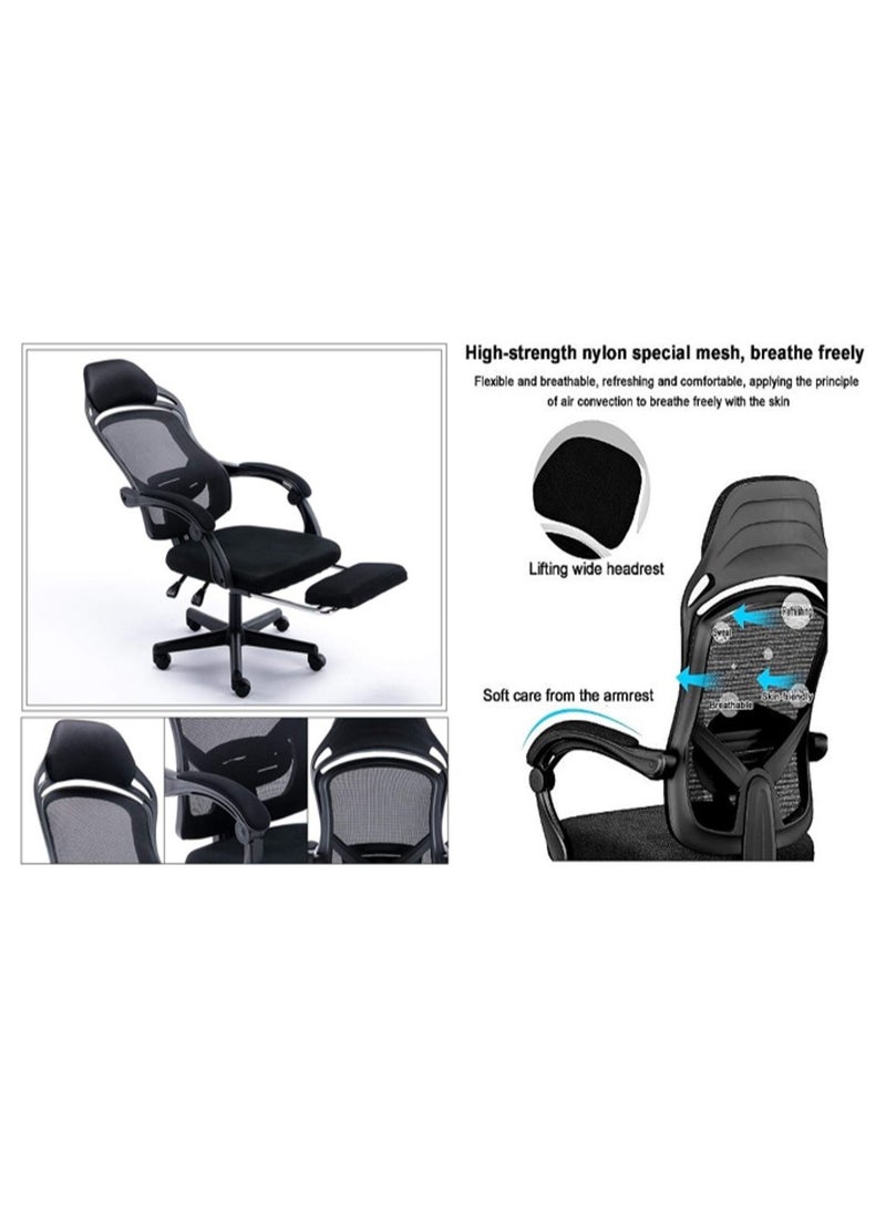 AL WADI FURNITURE - AL WADI FURNITURE Compact Lockable Beech Color Office Table with Relaxing Comfortable Reclining Height and Back Adjustable Ergonomic Mesh Back Office Chair with Footrest Black - Image 1