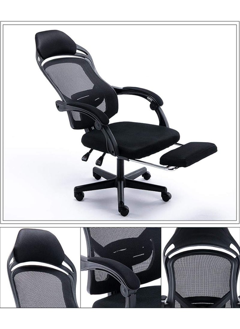 AL WADI FURNITURE - AL WADI FURNITURE Compact Lockable Beech Color Office Table with Relaxing Comfortable Reclining Height and Back Adjustable Ergonomic Mesh Back Office Chair with Footrest Black - Image 1