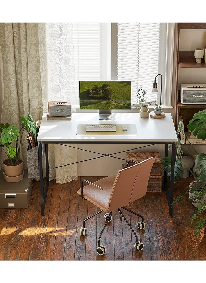 Office Desk Computer Desk Gaming Desk Simple Writing Desk Study Table with Storage Bag and Hook for Home Office Bedroom(100*50cm，White)