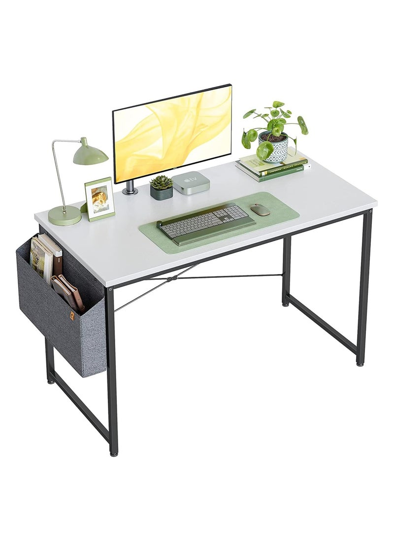 Office Desk Computer Desk Gaming Desk Simple Writing Desk Study Table with Storage Bag and Hook for Home Office Bedroom(100*50cm，White)