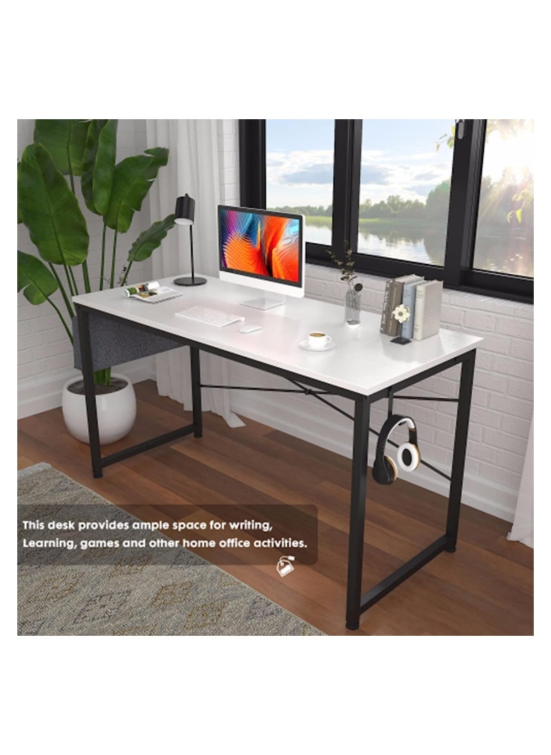 Office Desk Computer Desk Gaming Desk Simple Writing Desk Study Table with Storage Bag and Hook for Home Office Bedroom(100*50cm，White)