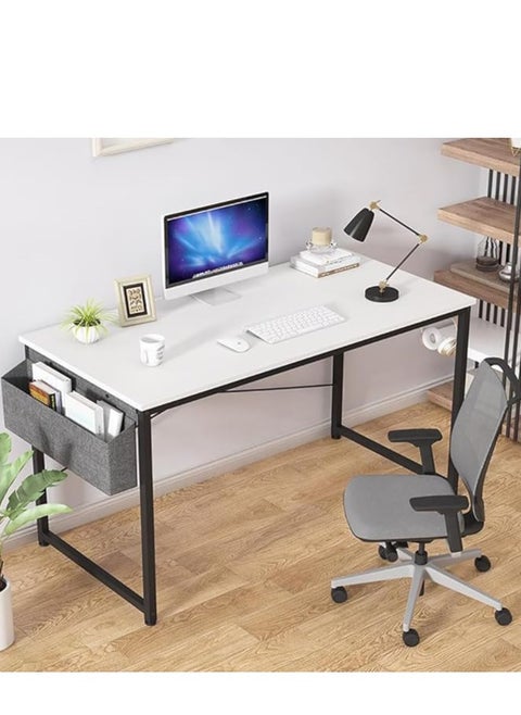 Office Desk Computer Desk Gaming Desk Simple Writing Desk Study Table with Storage Bag and Hook for Home Office Bedroom(100*50cm，White)