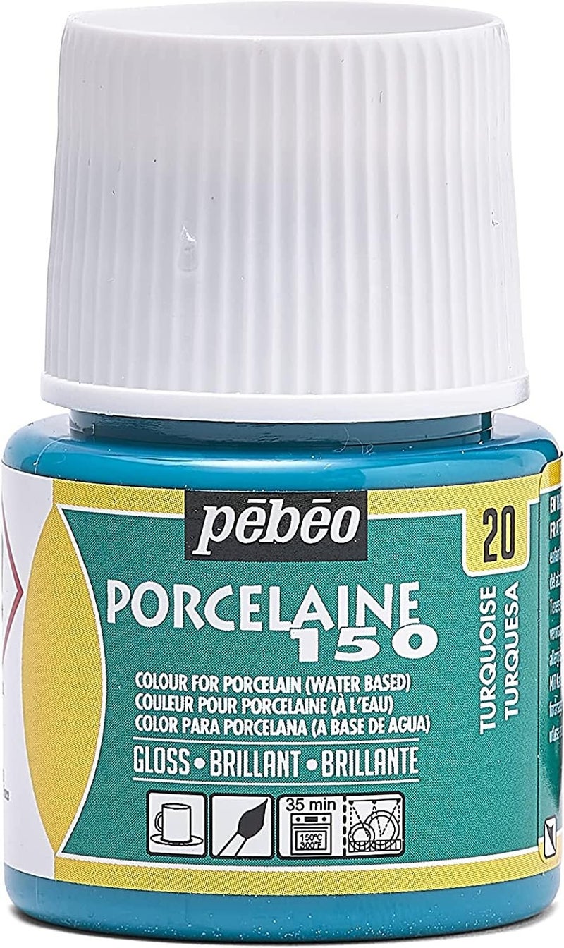 PEBEO 024020 5Piece Porcelaine 150 China Paint 45Milliliter Bottle TurquoiseTurquoise