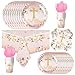 Ou Rui 81Pcs Pink God Bless Party Tableware Set Pink First Communion Theme Decoration Newborn Baptism Church Birthday Party Supplies - Image 2