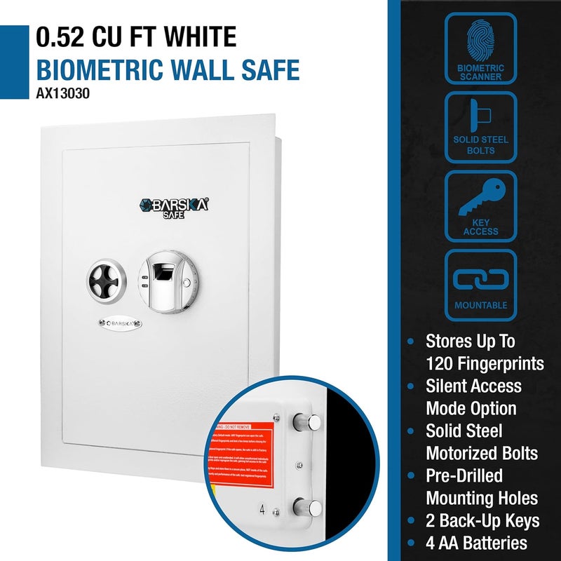 BARSKA Barska Biometric Fingerprint Digital Security Hidden In Wall Safe 052 Cubic Ft for Home  Office - Image 5