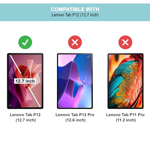 CEDO Tri-Fold for Lenovo Tab P12 (12.7 in) Smart Case Flip Cover with Multi Viewing Angles Stand | Leather Finish | Heat Dissipation | TPU Backcover (Black) - Image 2
