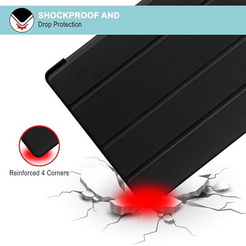 CEDO Tri-Fold for Lenovo Tab P12 (12.7 in) Smart Case Flip Cover with Multi Viewing Angles Stand | Leather Finish | Heat Dissipation | TPU Backcover (Black) - Image 4