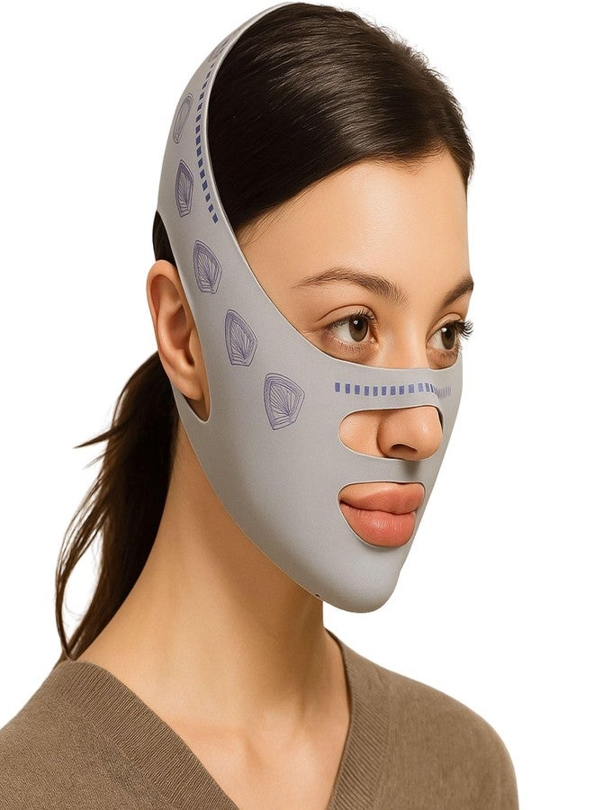 Ramkuwar Anti-Wrinkle Double Chin Reducer Strap V Shape Face Slimming Adjustable Mask Reusable Lifting Belt (Pack of 1; Color: Grey) - Image 1