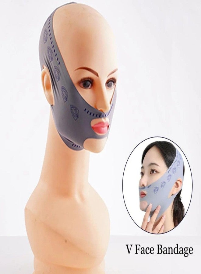 Ramkuwar Anti-Wrinkle Double Chin Reducer Strap V Shape Face Slimming Adjustable Mask Reusable Lifting Belt (Pack of 1; Color: Grey) - Image 4
