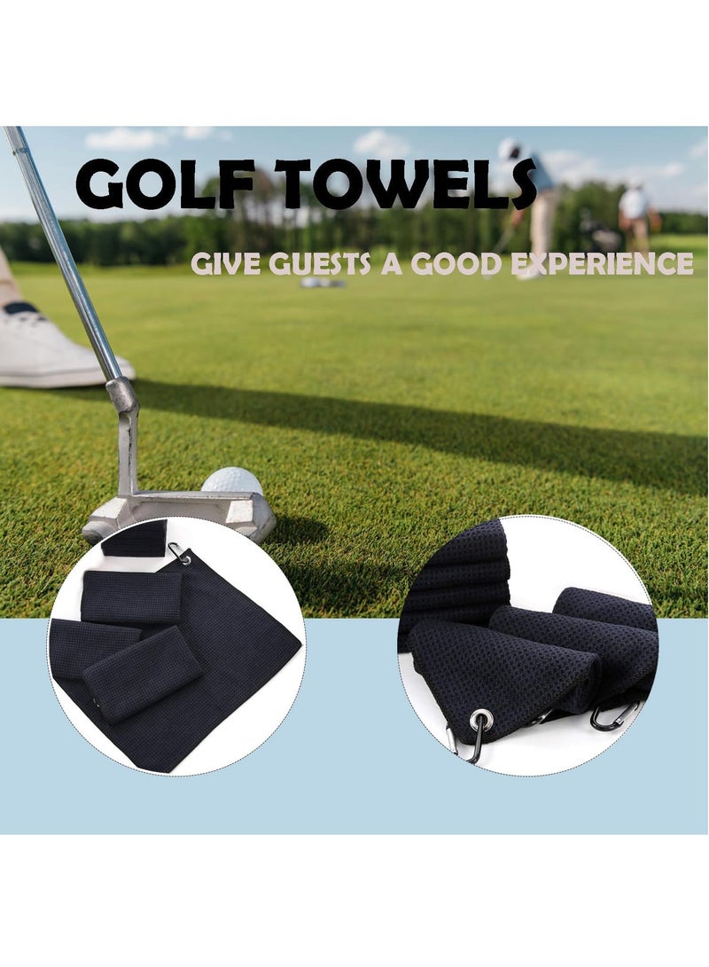Generic Golf Towels for Golf Bags with Clip 2pcs Microfiber Fabric Golf Bag Towel Small Golf Towel Microfiber Fabric Absorbent Cleaning Towels for Golf Bags Fitness Sport Outdoor Yoga Grey Black - Image 2