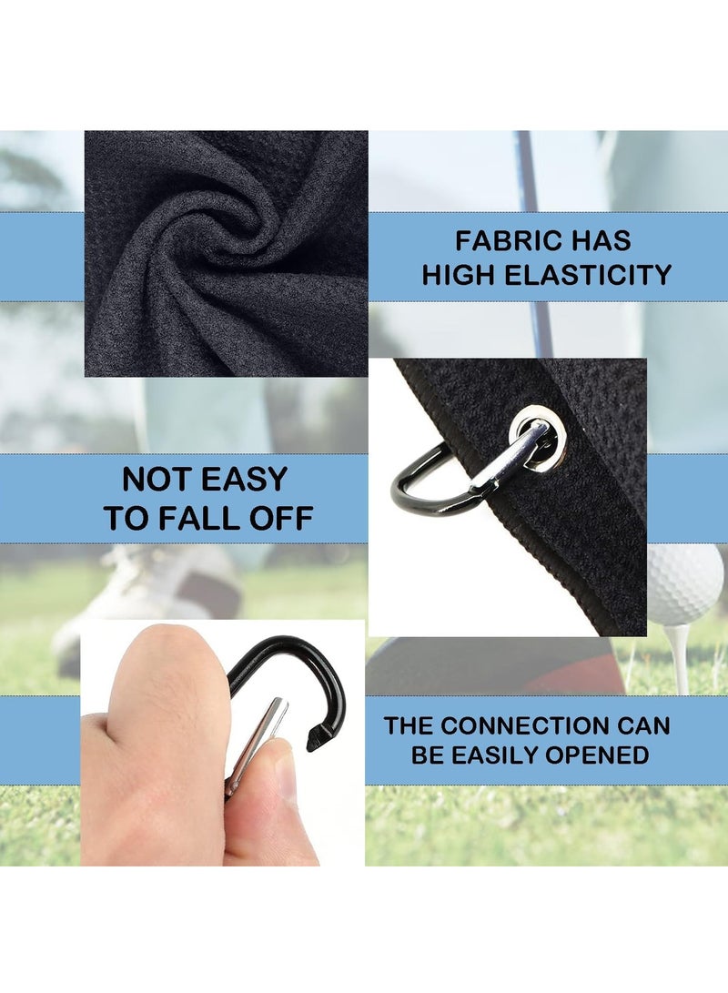 Generic Golf Towels for Golf Bags with Clip 2pcs Microfiber Fabric Golf Bag Towel Small Golf Towel Microfiber Fabric Absorbent Cleaning Towels for Golf Bags Fitness Sport Outdoor Yoga Grey Black - Image 4