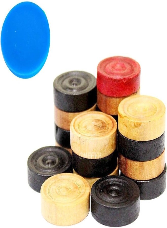 YOOKO® Carrom Board Coin 24 Wooden Coins OR 24 Wooden Coins with one Striker (24 Pieces - Image 3