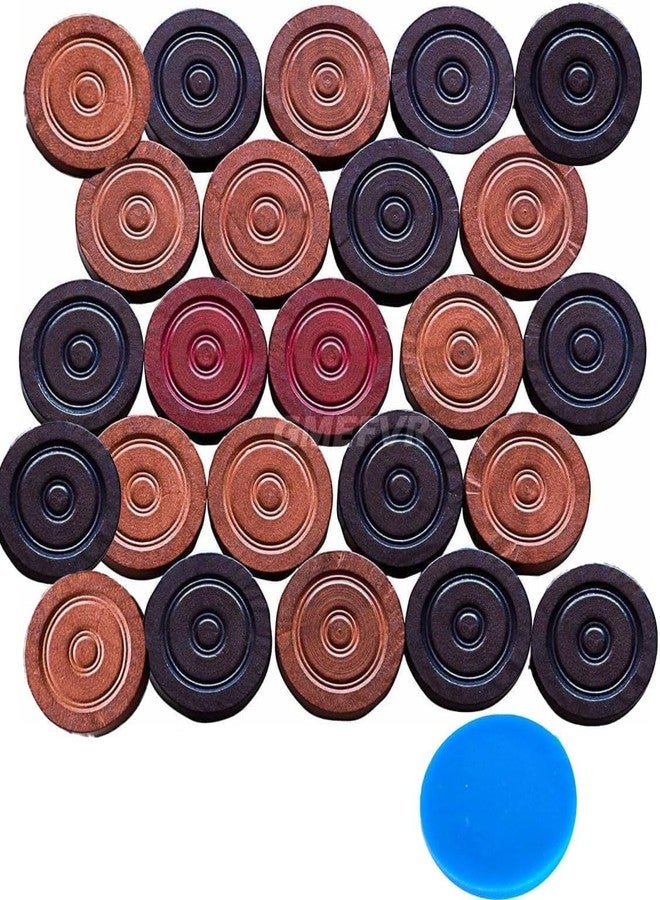YOOKO® Carrom Board Coin 24 Wooden Coins OR 24 Wooden Coins with one Striker (24 Pieces - Image 1