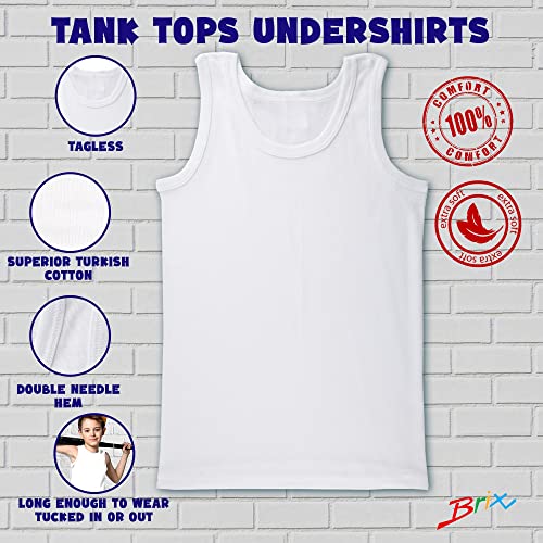 Brix Boys Undershirt Tank Top - White Tagless 100% Cotton Super Soft 4 Pack Novelty. - Image 5