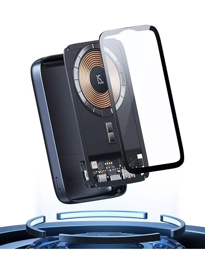 Usams 10000mah Power Bank Transparent Magnetic Wireless Charging Mini Power Bank Grey  - Image 2