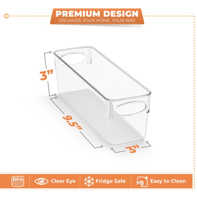 Sorbus Small Clear Plastic Storage Bins for Organizing, 10 Pack Clear Organizer Bins with Handles, Plastic Storage Bins for Closet, Pantry, Fridge, Medicine Cabinet Organizer, Shelves, Freezer, Drawer - Image 3