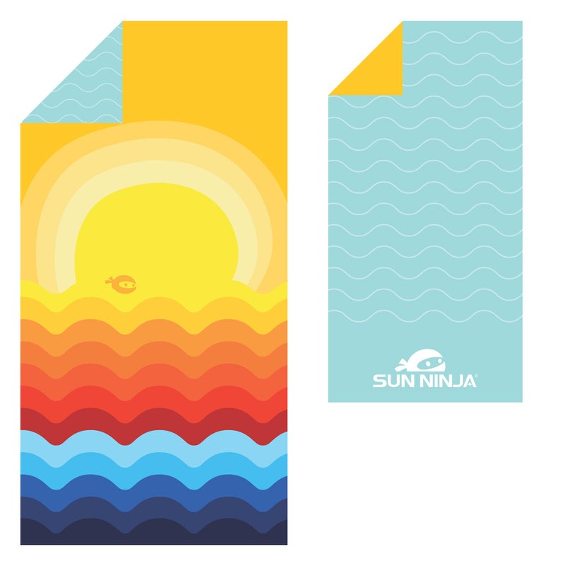 SUN NINJA Quick Dry Towel - Microfiber Beach Towel - Lightweight & Compact for Beach, Travel, Pool, Yoga, Camping - 63x32 inch XL, Large Absorbent, Sand Free Swim Towels for Adults & Kids - Image 1