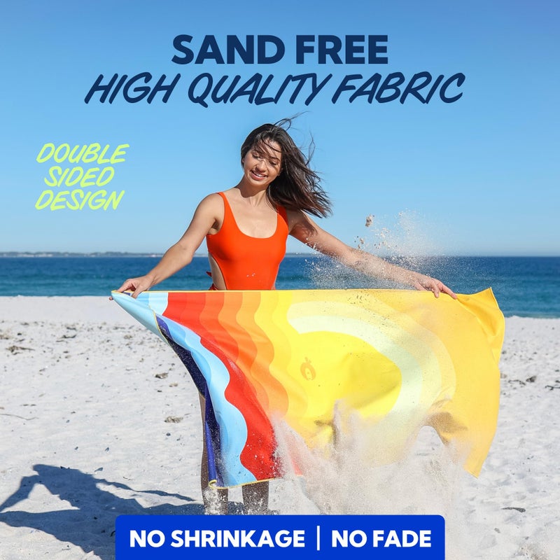 SUN NINJA Quick Dry Towel - Microfiber Beach Towel - Lightweight & Compact for Beach, Travel, Pool, Yoga, Camping - 63x32 inch XL, Large Absorbent, Sand Free Swim Towels for Adults & Kids - Image 5