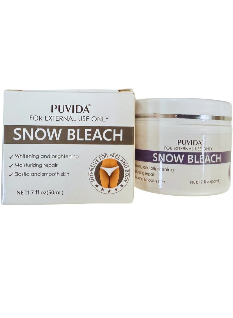 PUVIDA 50ml Snow Bleach Cream Whitening and Brightening Cream for Underarm Armpit Knee Elbow Thigh Joint Intimate Parts Moisturizing Repair Dark Spot Corrector Lotion Intimate Area Bleaching Crem - Image 2