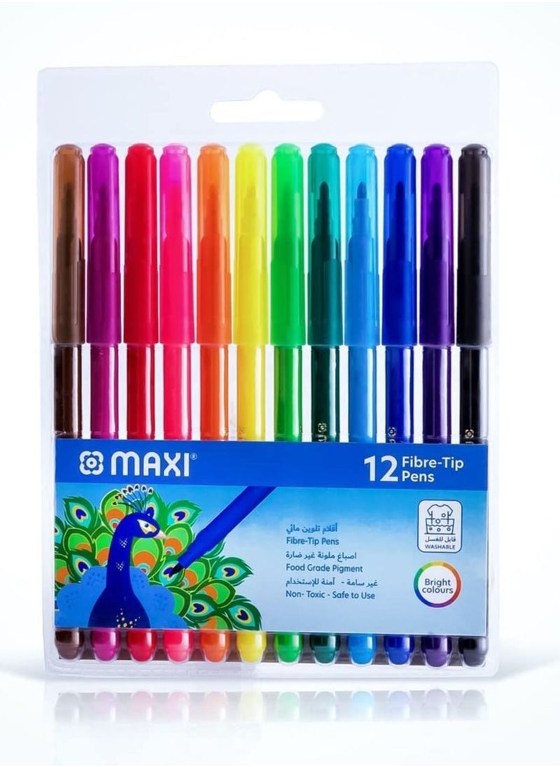 Maxi 12-Piece Washable Felt Pens Multicolour  - Image 1