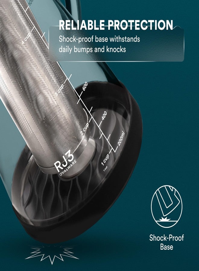 أوفال وير إبريق تحضير القهوة المثلجة الباردة من أوفال وير (وصانع الشاي المثلج) محكم الإغلاق مع صنبور - إبريق زجاجي للتحضير سعة 1.5 لتر/ 51 أونصة مع فلتر قابل للإزالة من الفولاذ المقاوم للصدأ - Image 5